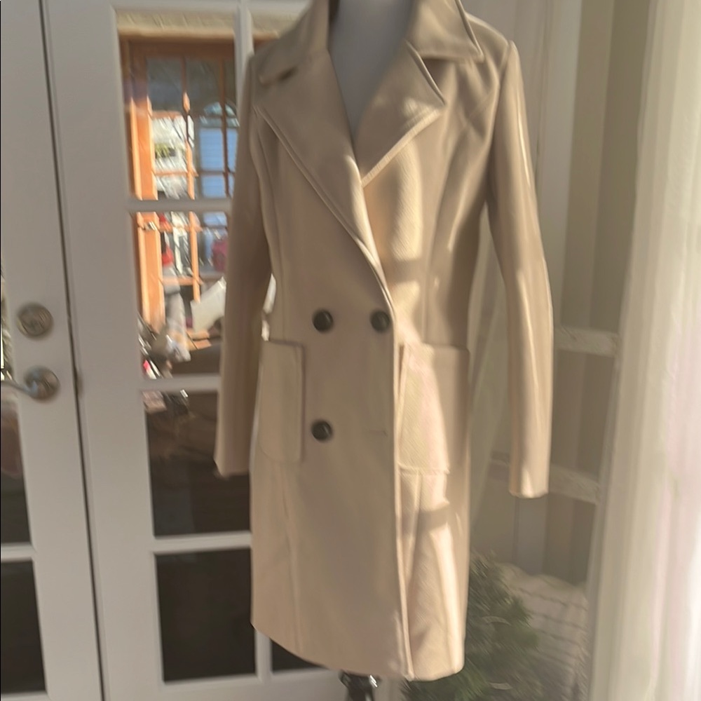 Cream Tailored Trench Coat with Belt